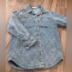 Steve Madden Light Blue Quilted Jean Jacket oversized